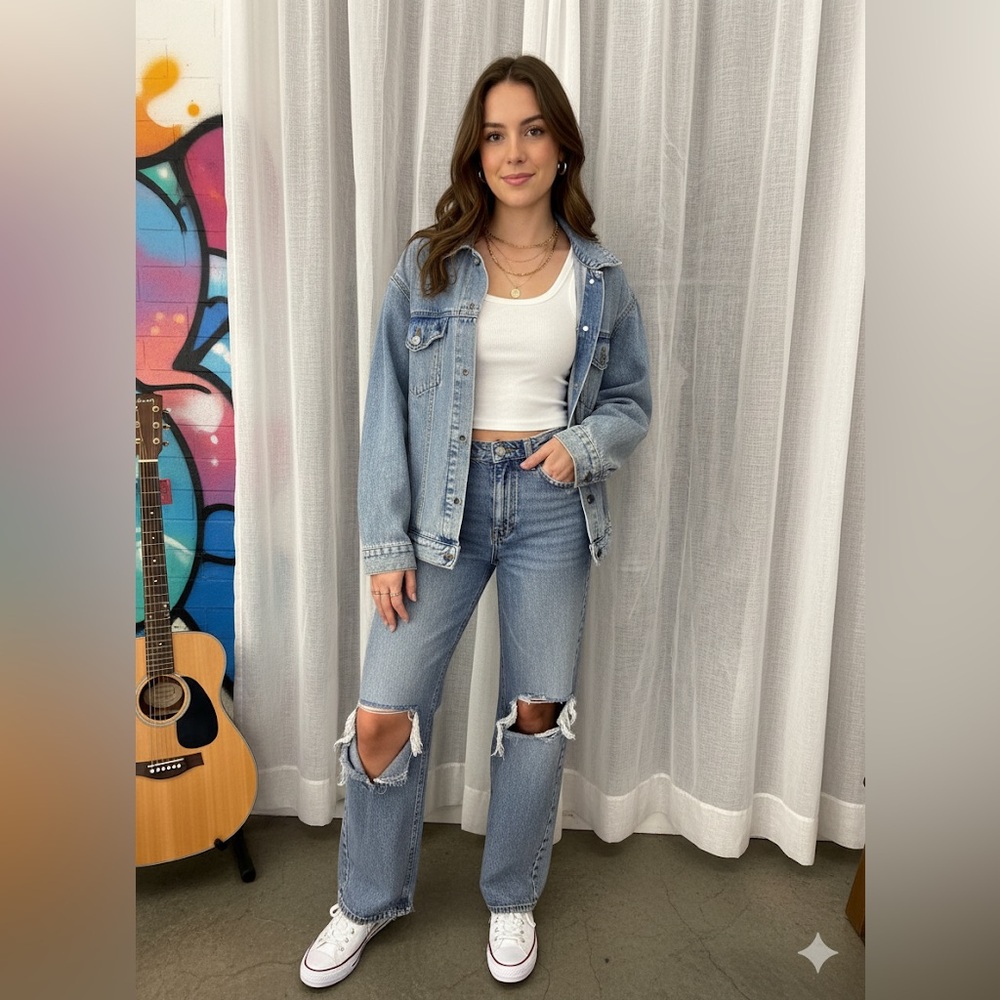 Garage Light Blue Straight Leg Women's Jeans